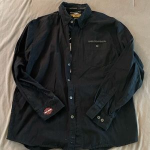 Large Vintage Harley Davidson Collared Long Sleeve Button Down Shirt